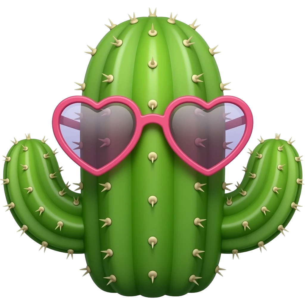 Thin Cactus with heart glasses emoji