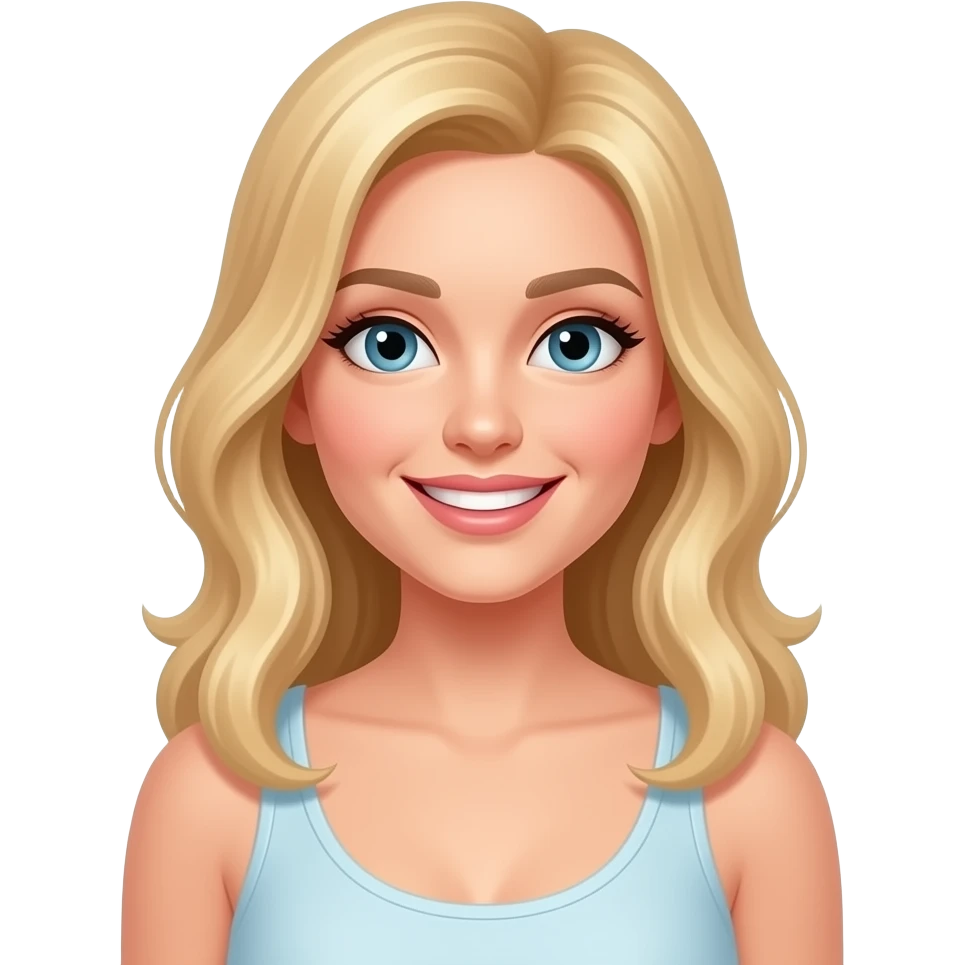 Blonde, beautiful with a  good figure and smile emoji