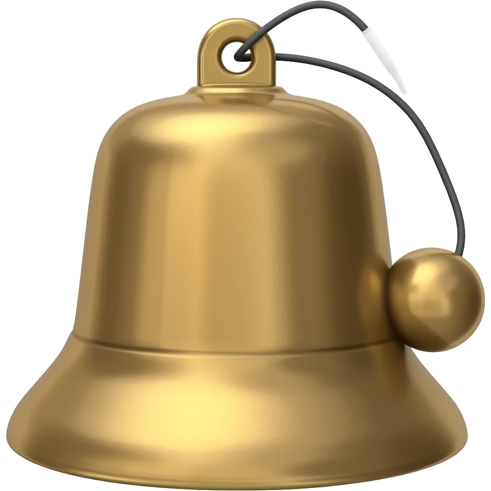 Cowbell bronze with a black thin string attached emoji