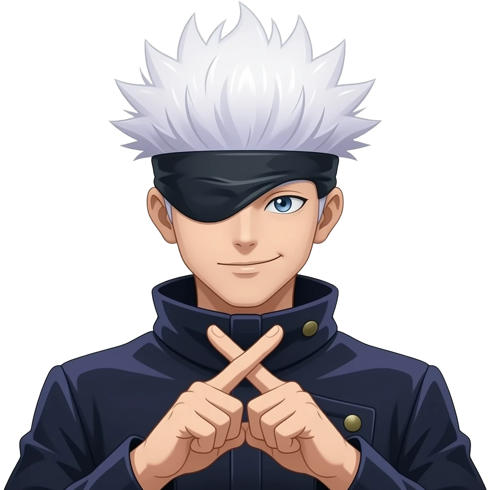 Gojo domain exspansion  but crossing finger emoji