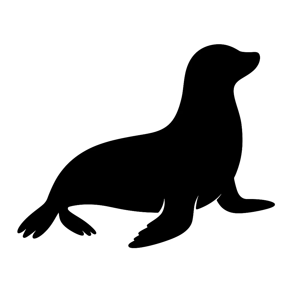 Seal black silhouette white background emoji
