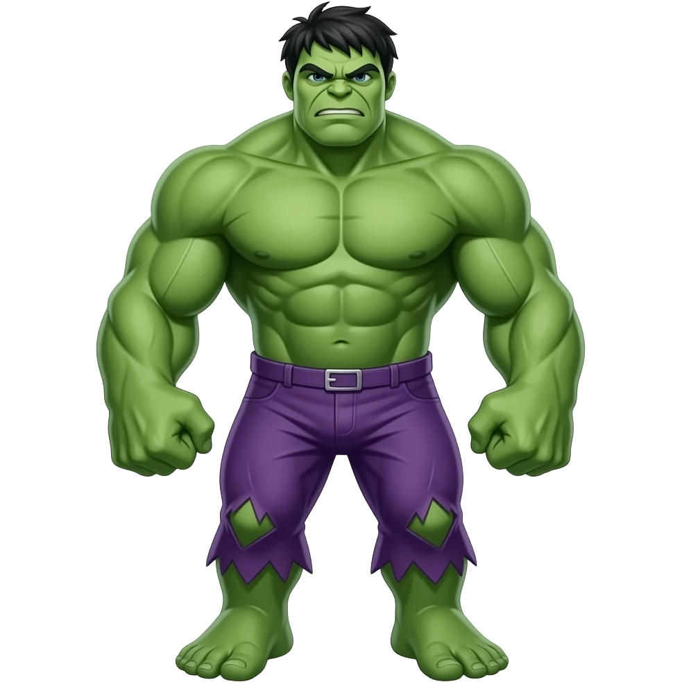 Hulk from Heroes and Villains with purple  pants emoji