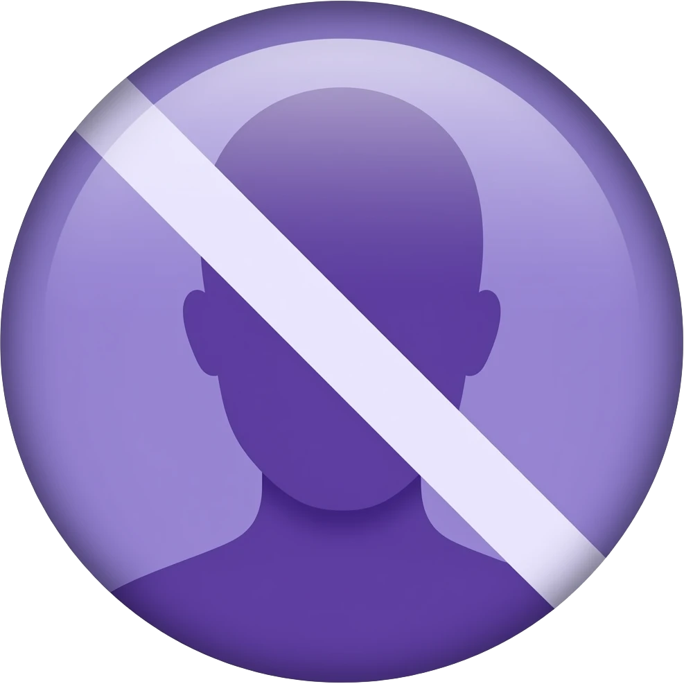 Purple one humans silhouette no features just head and shoulders with circle and stripe through emoji