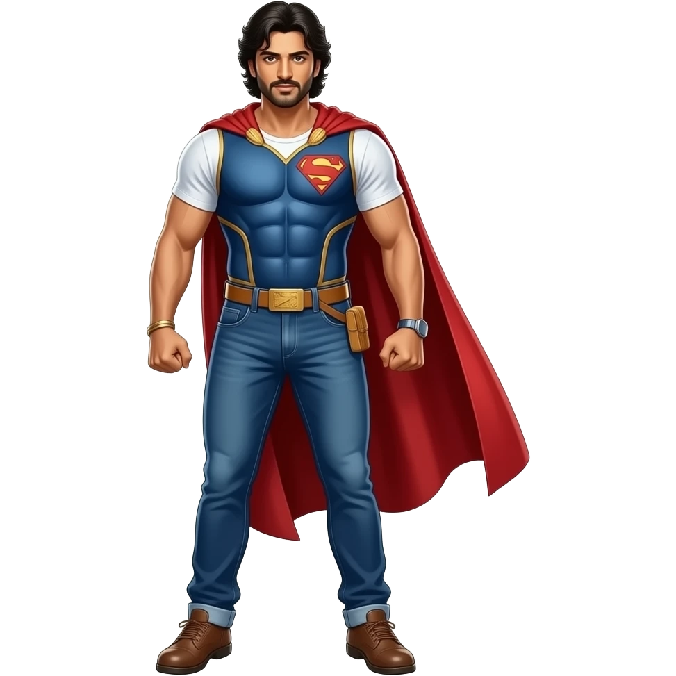 Make a standing pose emoji of style like maheshbabu character in varanasi movie emoji