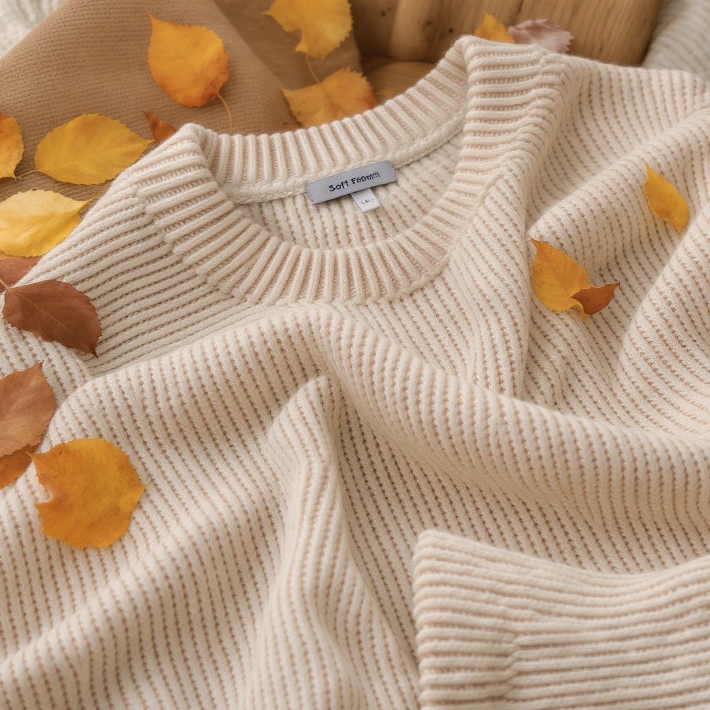 knitted sweater texture, seamless pattern, warm beige and cream tones, cozy autumn background, soft fabric style emoji