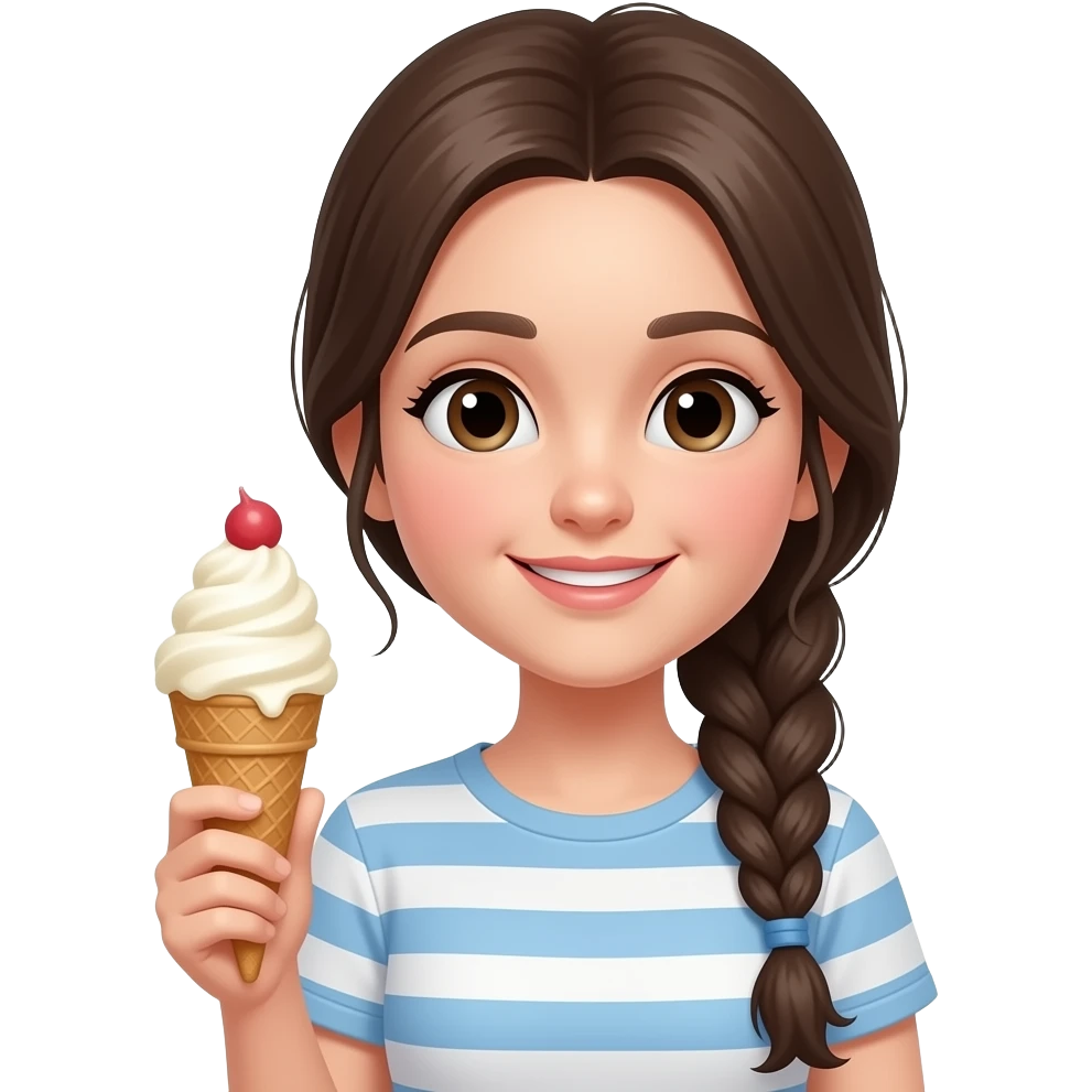 girl in braid holding icde cream emoji