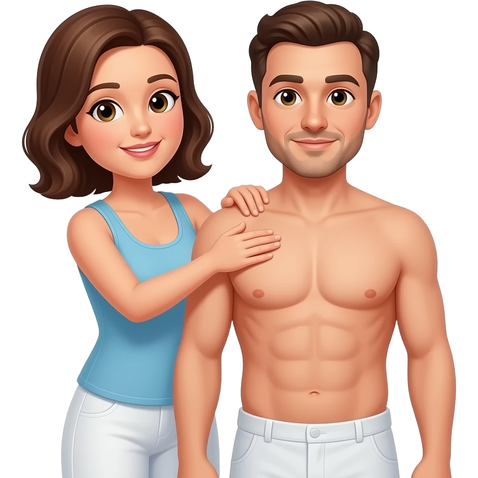 A woman massages full body of a man In bedroom emoji