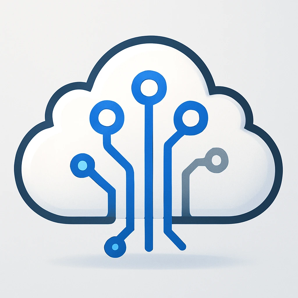 AI service emoji, cloud with circuit lines, tech vibe emoji