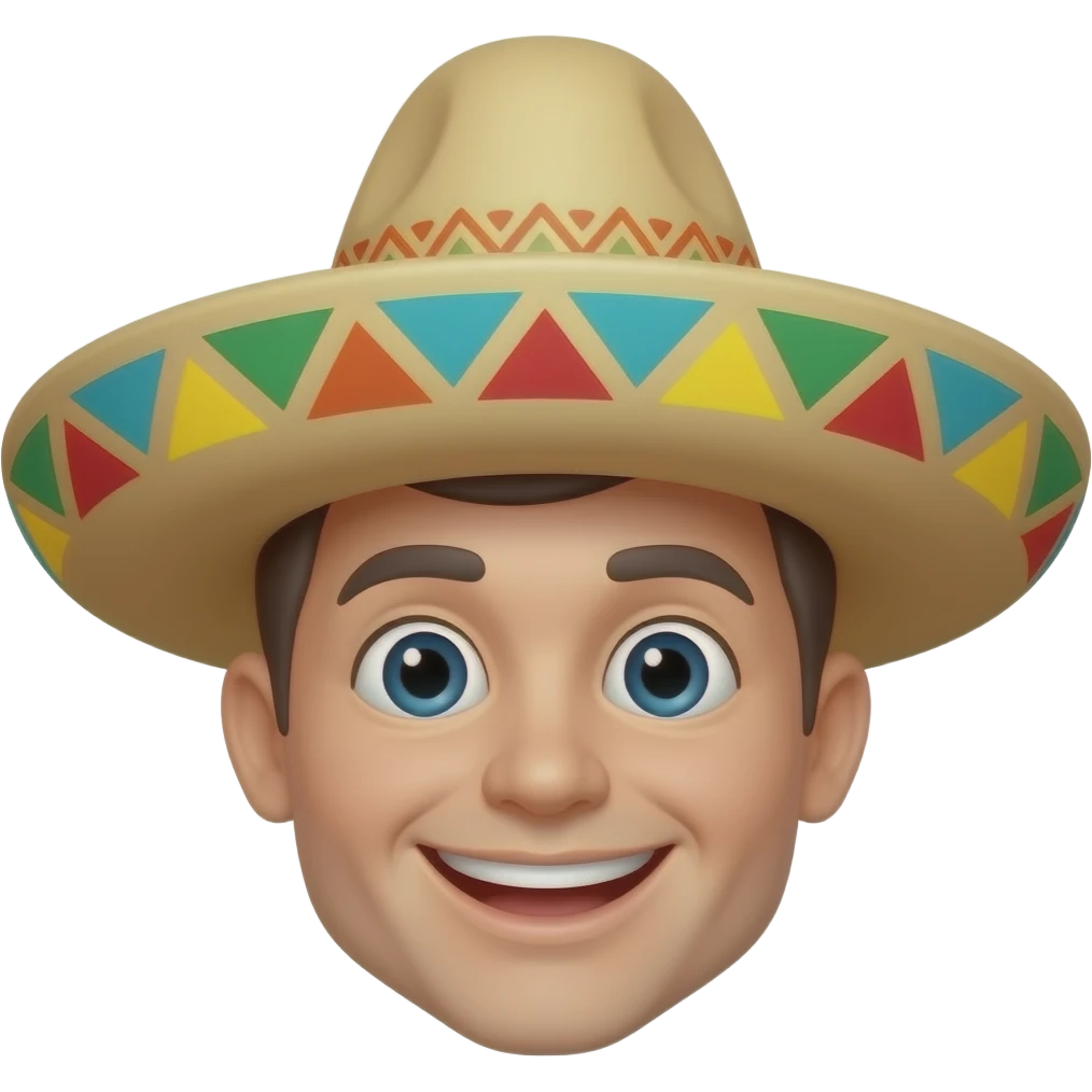 Smiley face emoji with Mexican sombrero emoji