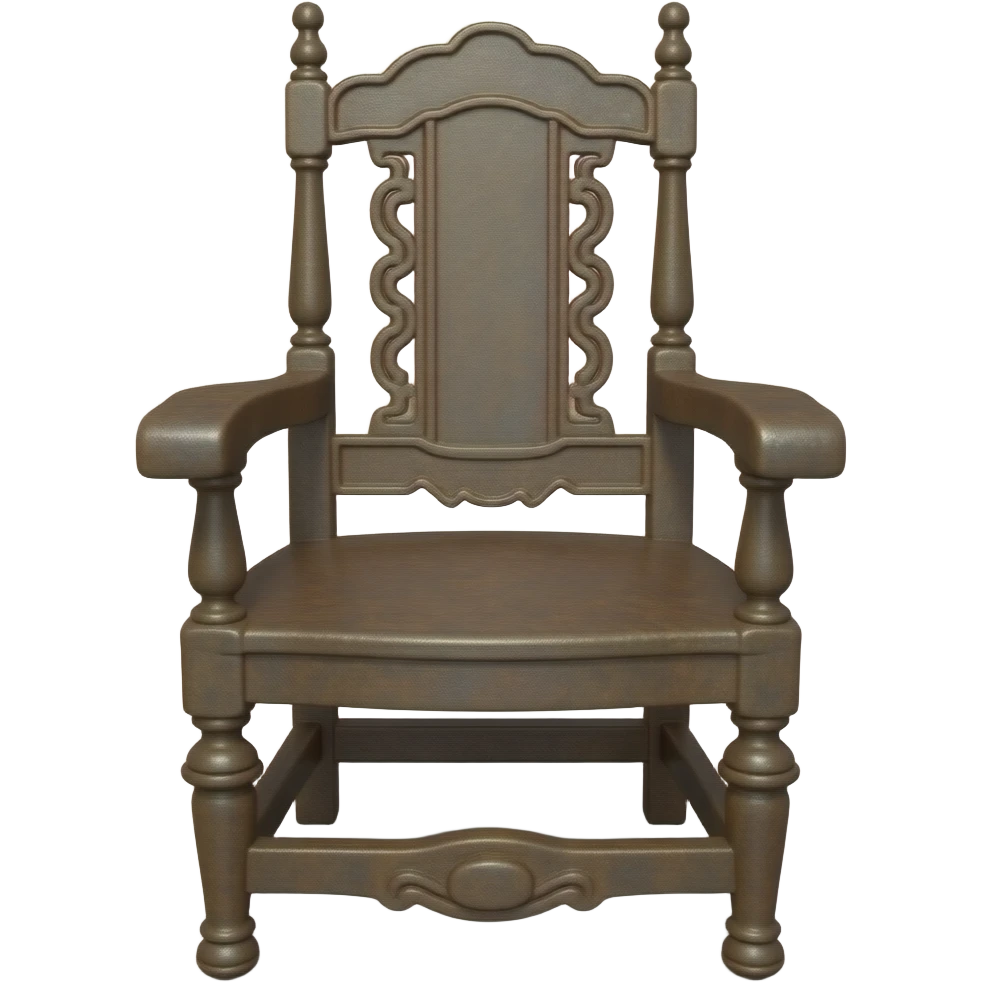 an elegant electric chair frontally composed of many rusty metal parts of old Victorian guillotines emoji