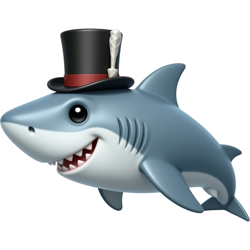 Shark with a top hat emoji