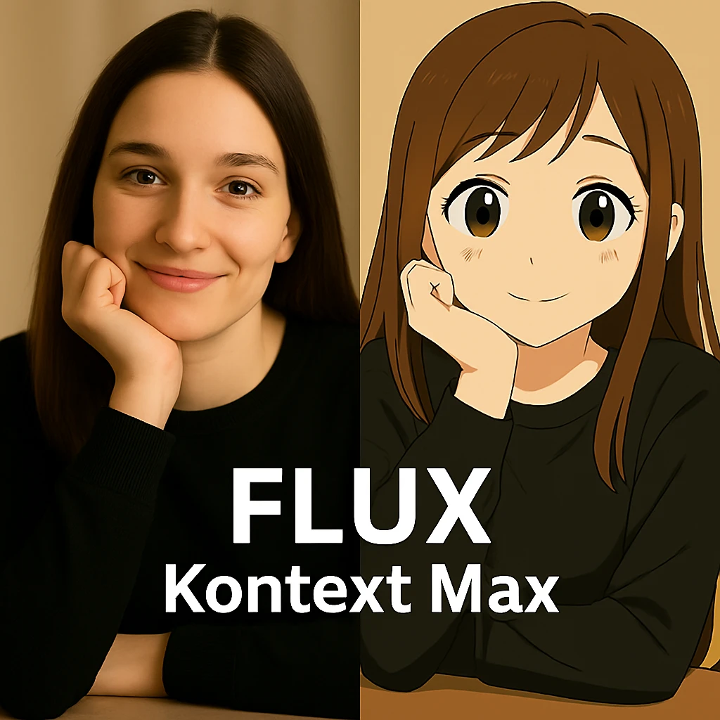 same similar image but chnage the text to "Flux Kontext Max" emoji