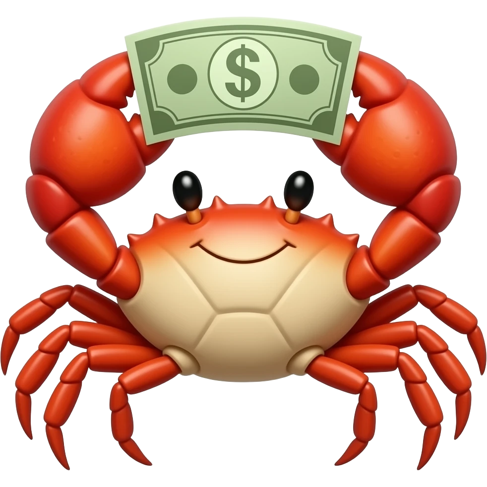 Crab With money on hand emoji
