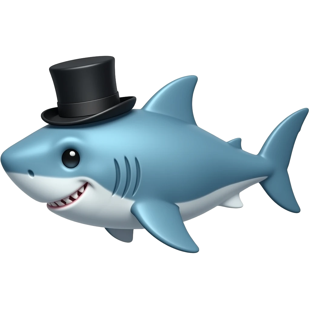 Shark with a top hat emoji