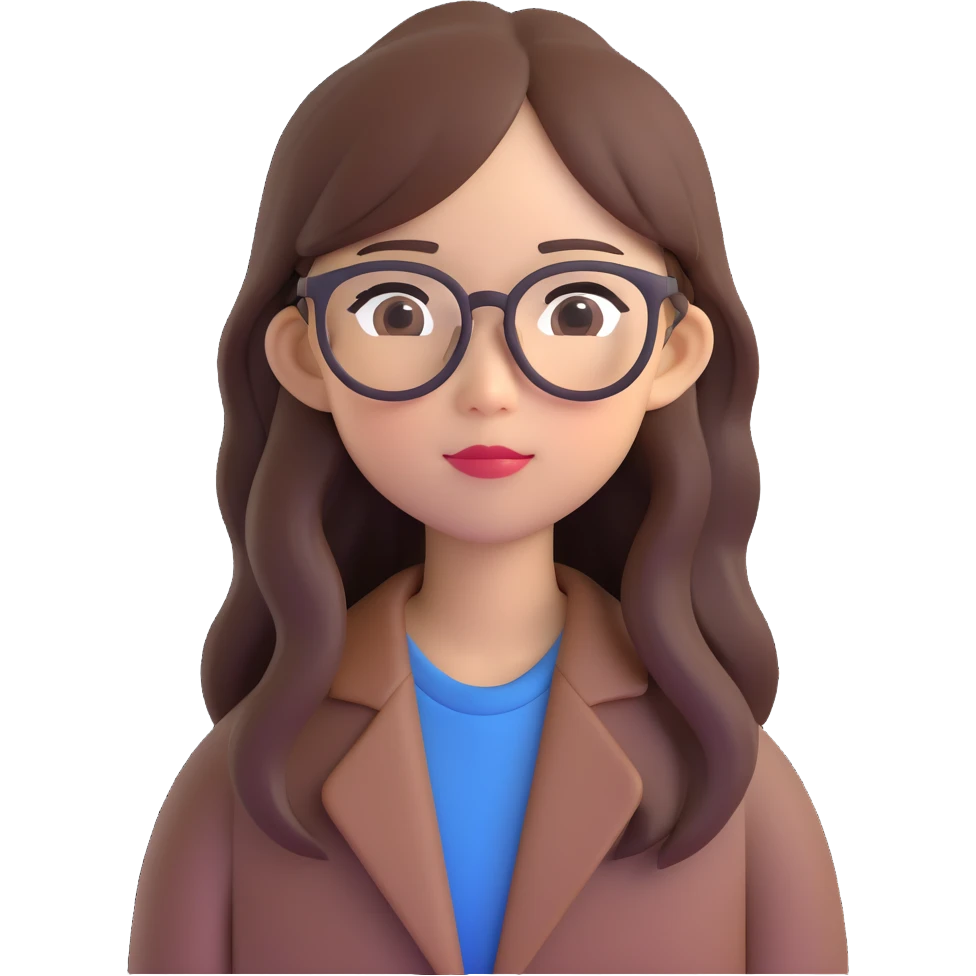 An Asian girl with thin glasses and long layered brown hair emoji