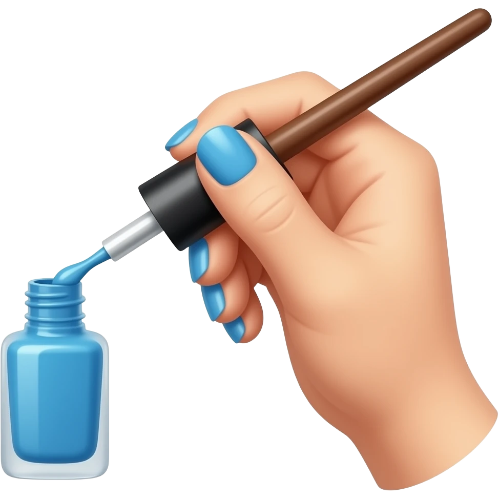Nail paint brush on nails and blue nails. Similar to this 💅 emoji