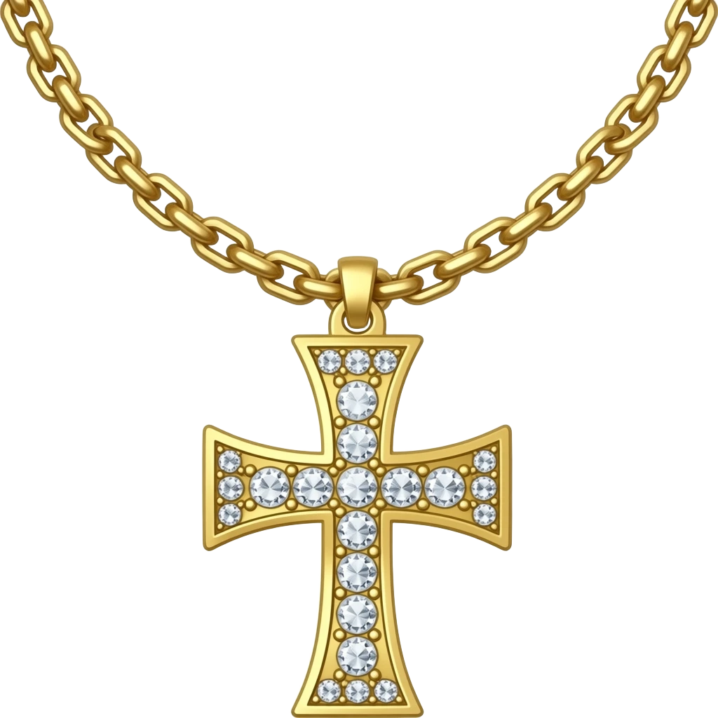 bling gold cross necklace with diamonds hip hop emoji