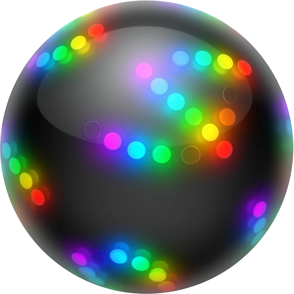 Black ball with rainbow led emoji