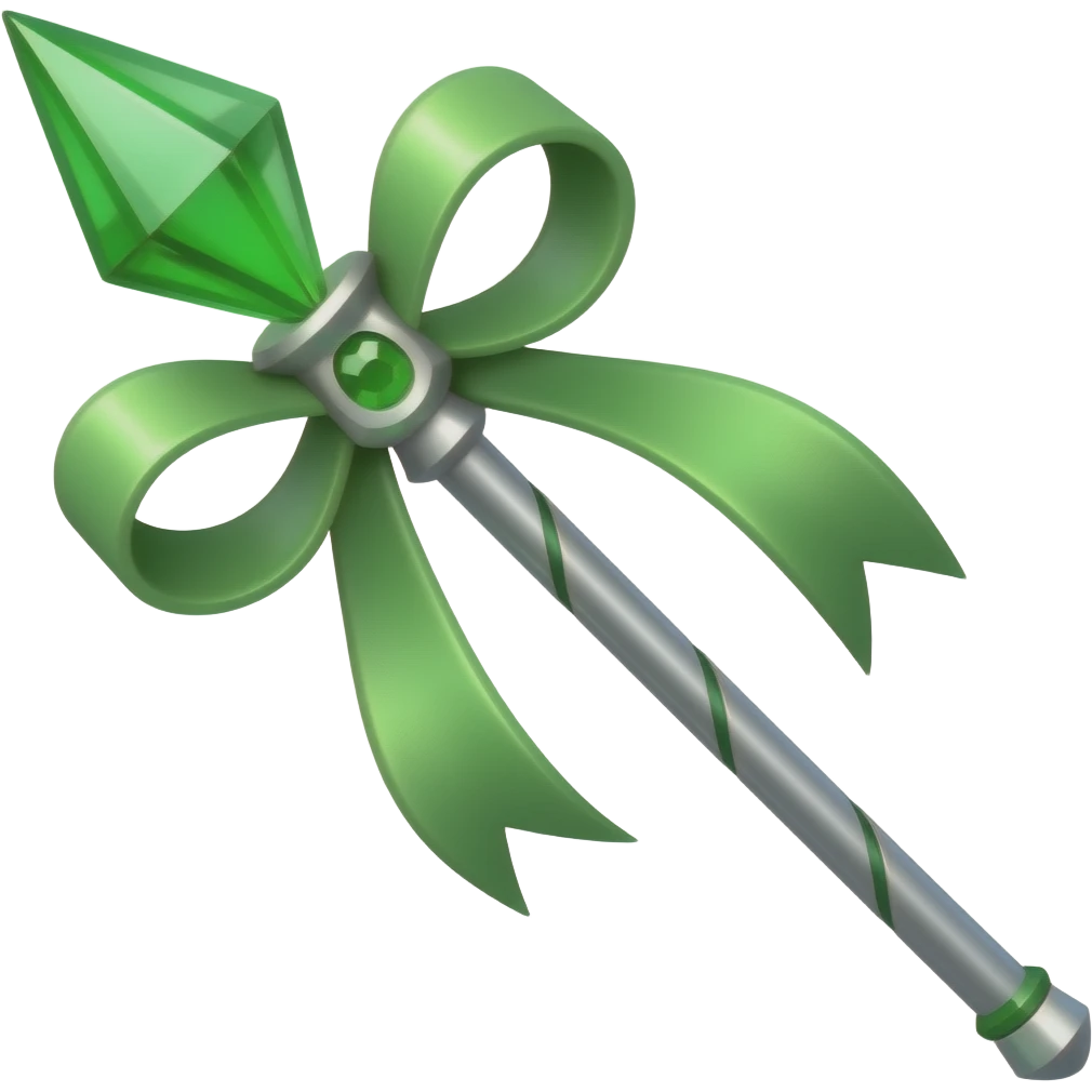 Green Ribboned green magic wand emoji
