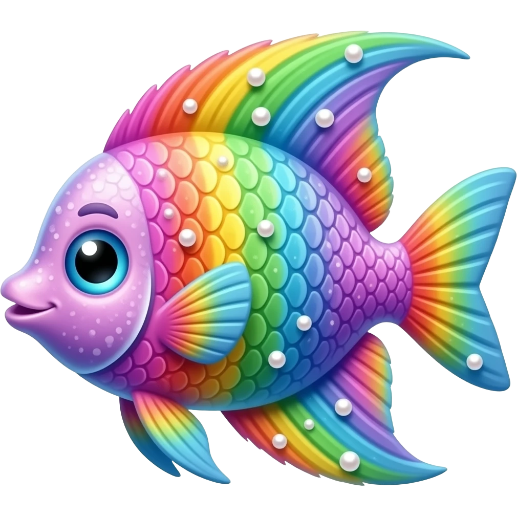 Lisa frank sparkly rainbow angelfish with pearls emoji
