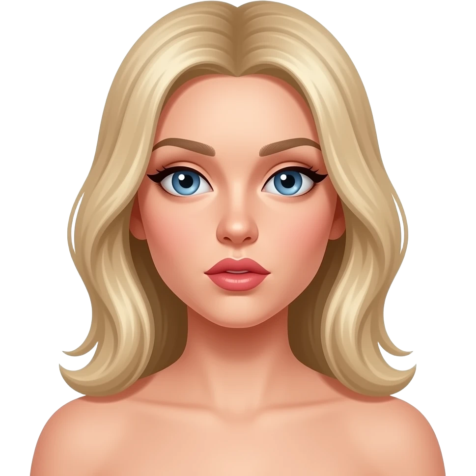 Topless white blonde women simulating giving a blow job emoji