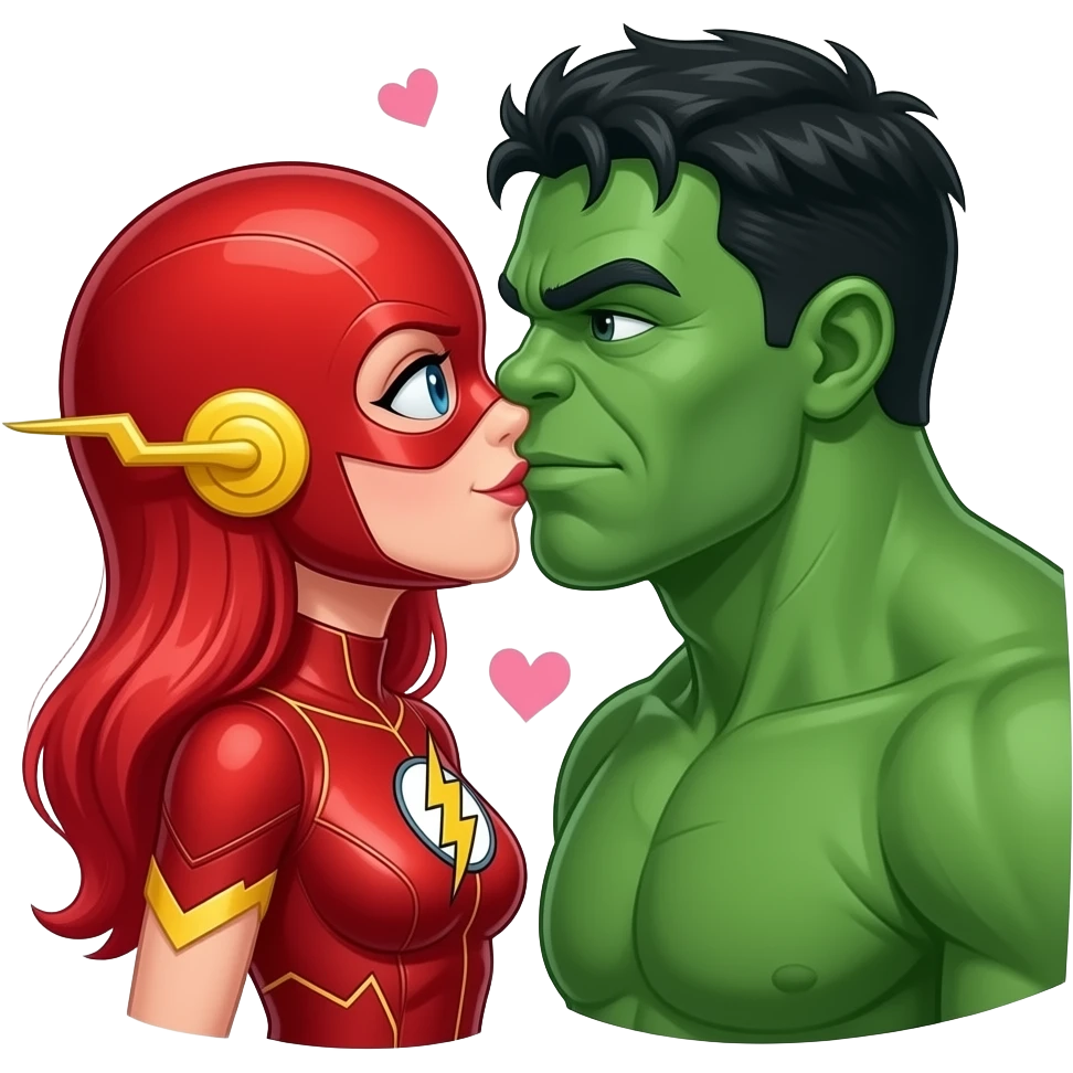 The Flash in Kiss She Flash Girl Romantic Hulk Mix "3d Emoji Old" emoji
