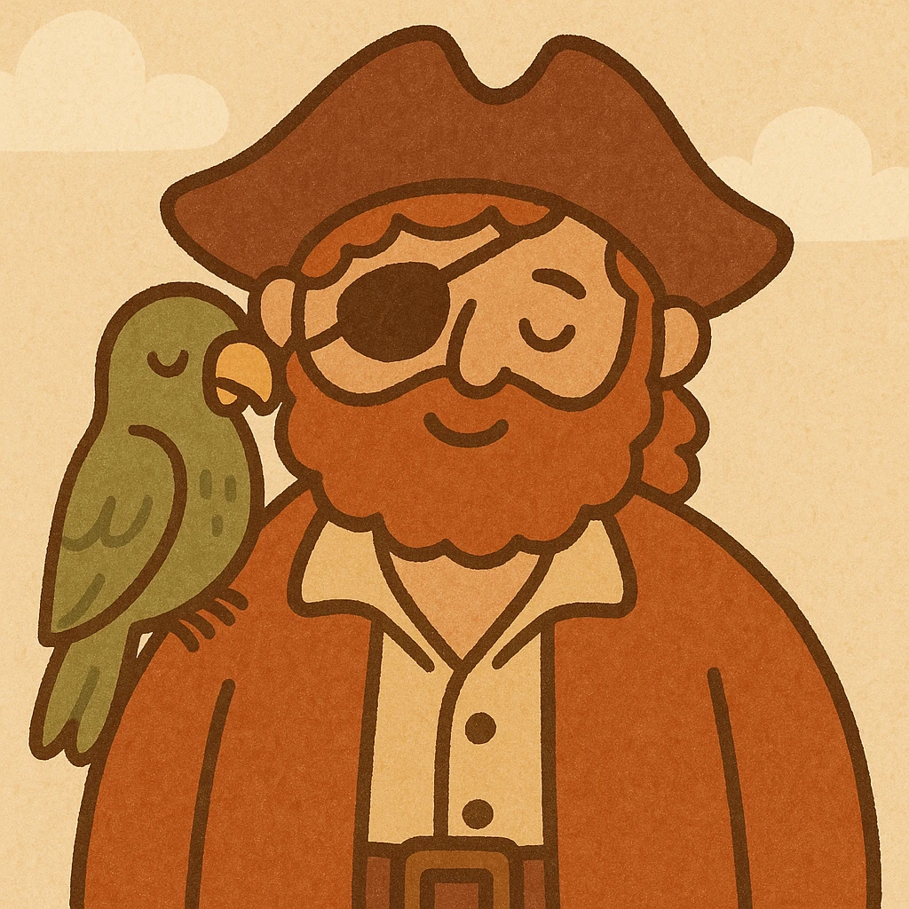 pirate with eye patch and parrot emoji