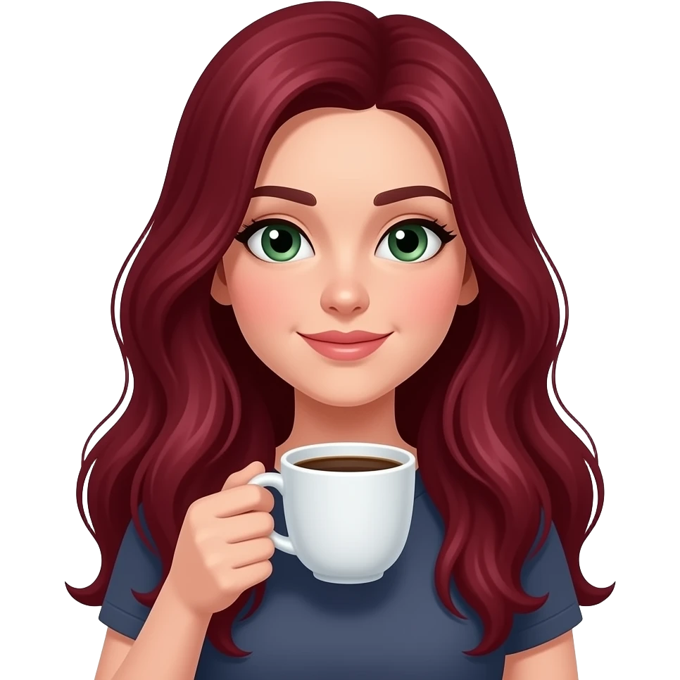 Koyu Kızıl ve daha uzun saçlıyım Ela göz rengim var.kahveyi cok severim emoji