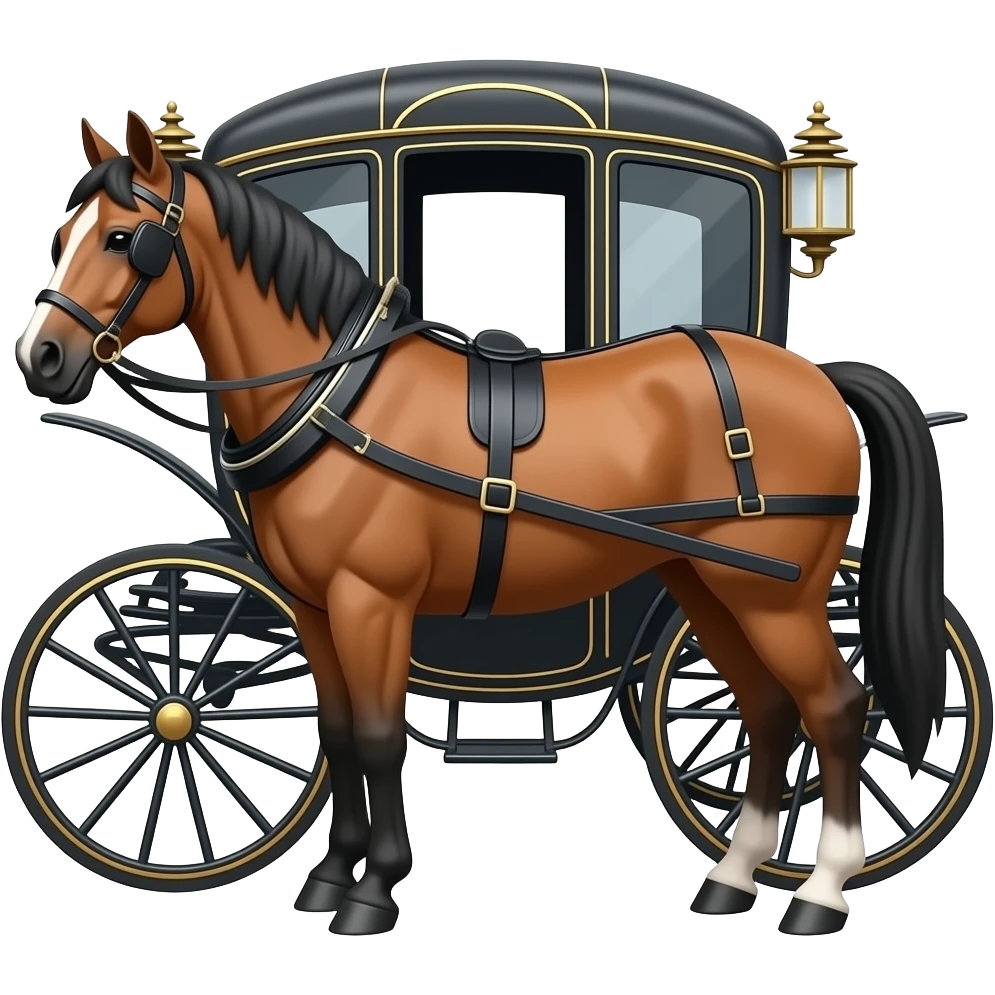 Horse in front of a open carriage emoji