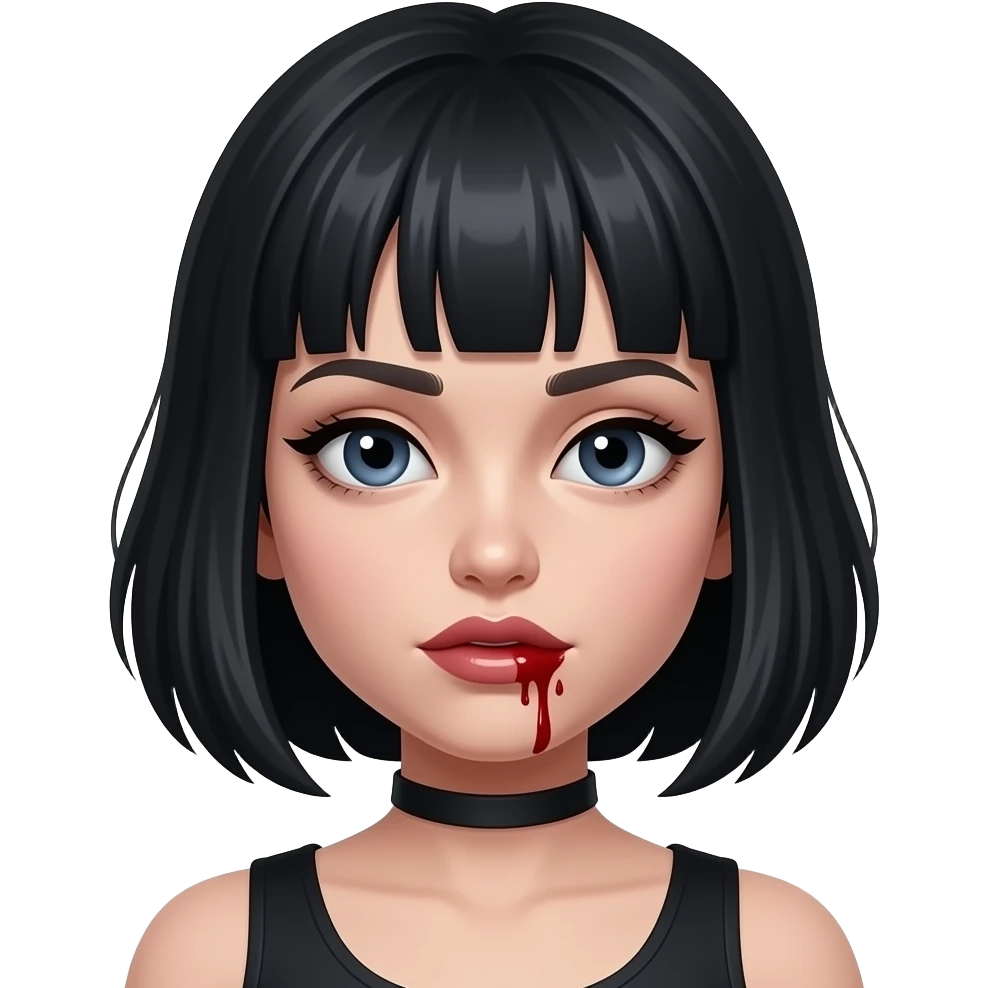 A psycho girl with a blood emoji
