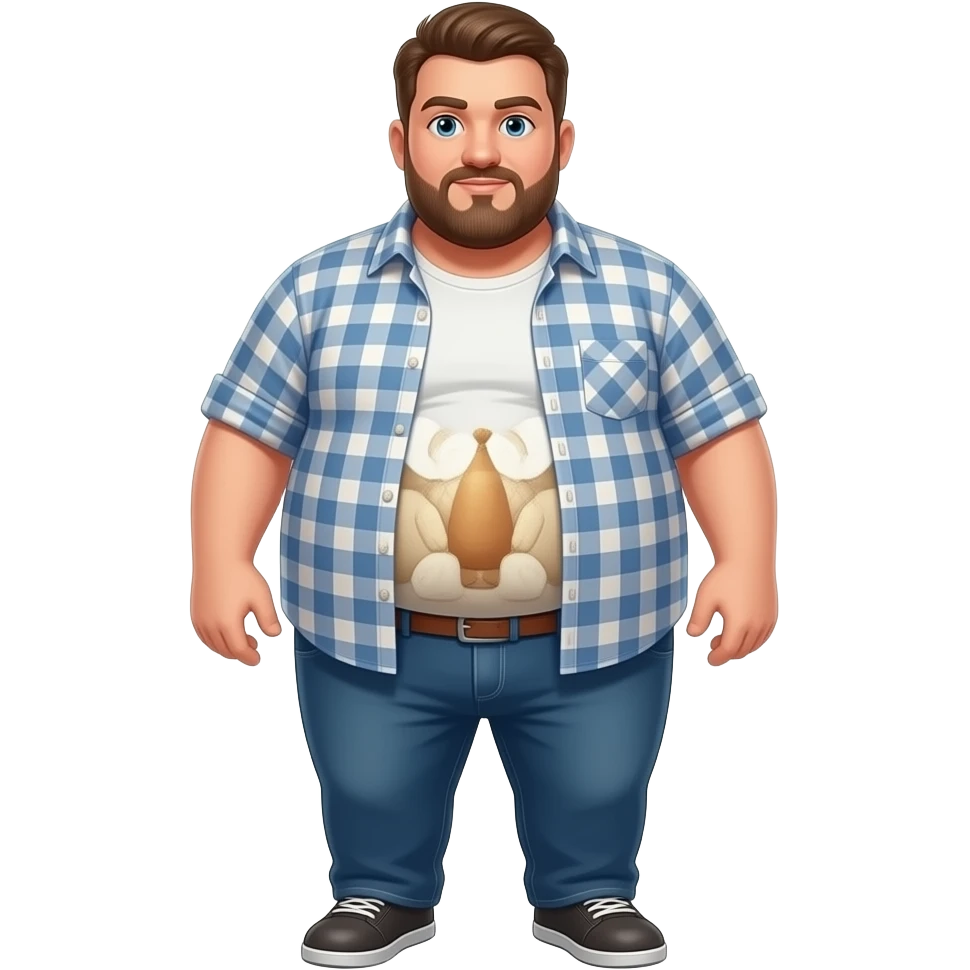 full-body person with bean bags stuffed inside shirt to fat emoji