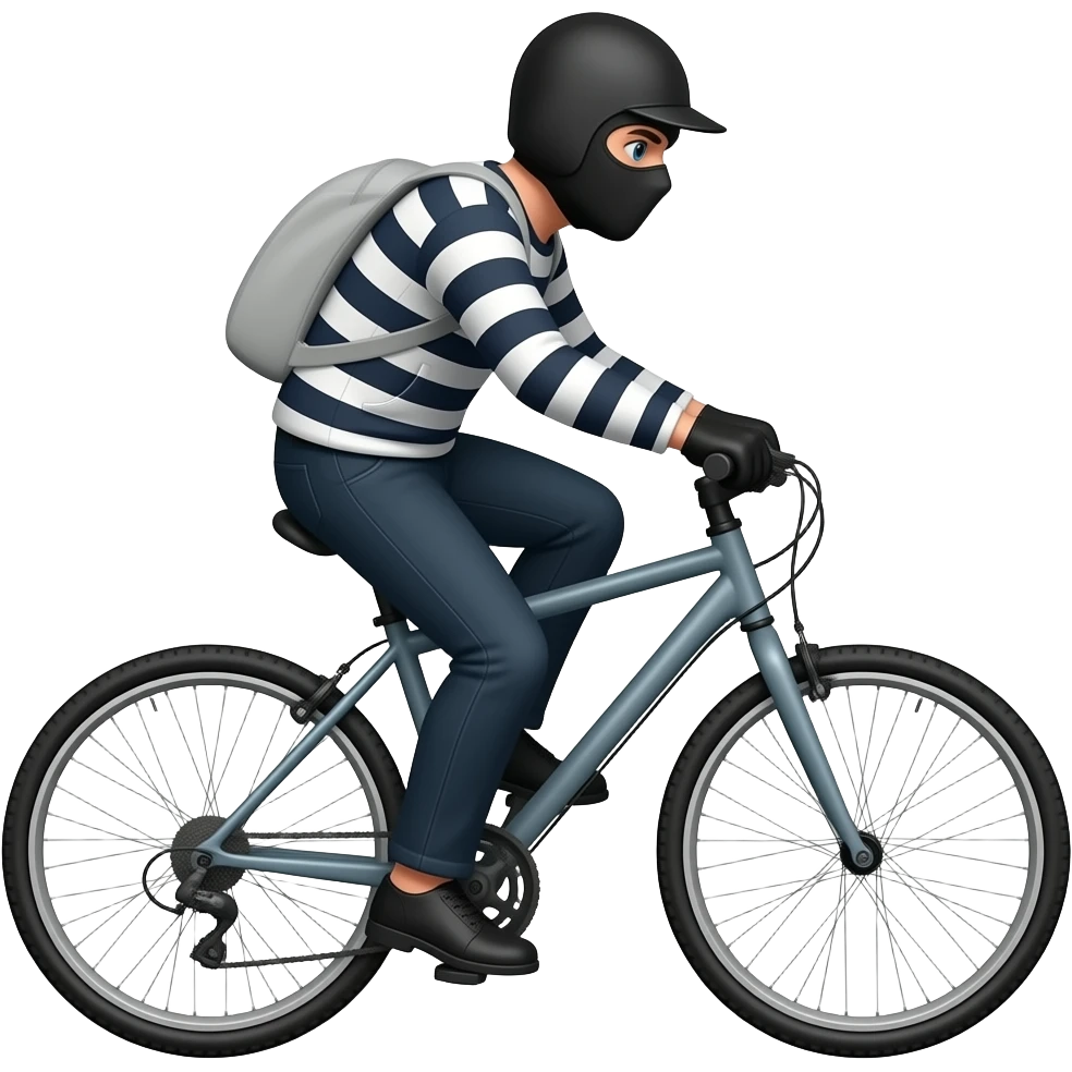 thief riding stolen bike emoji