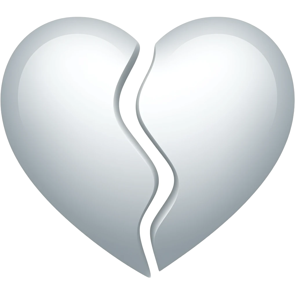 разбитое пополам сердце белого цвета emoji