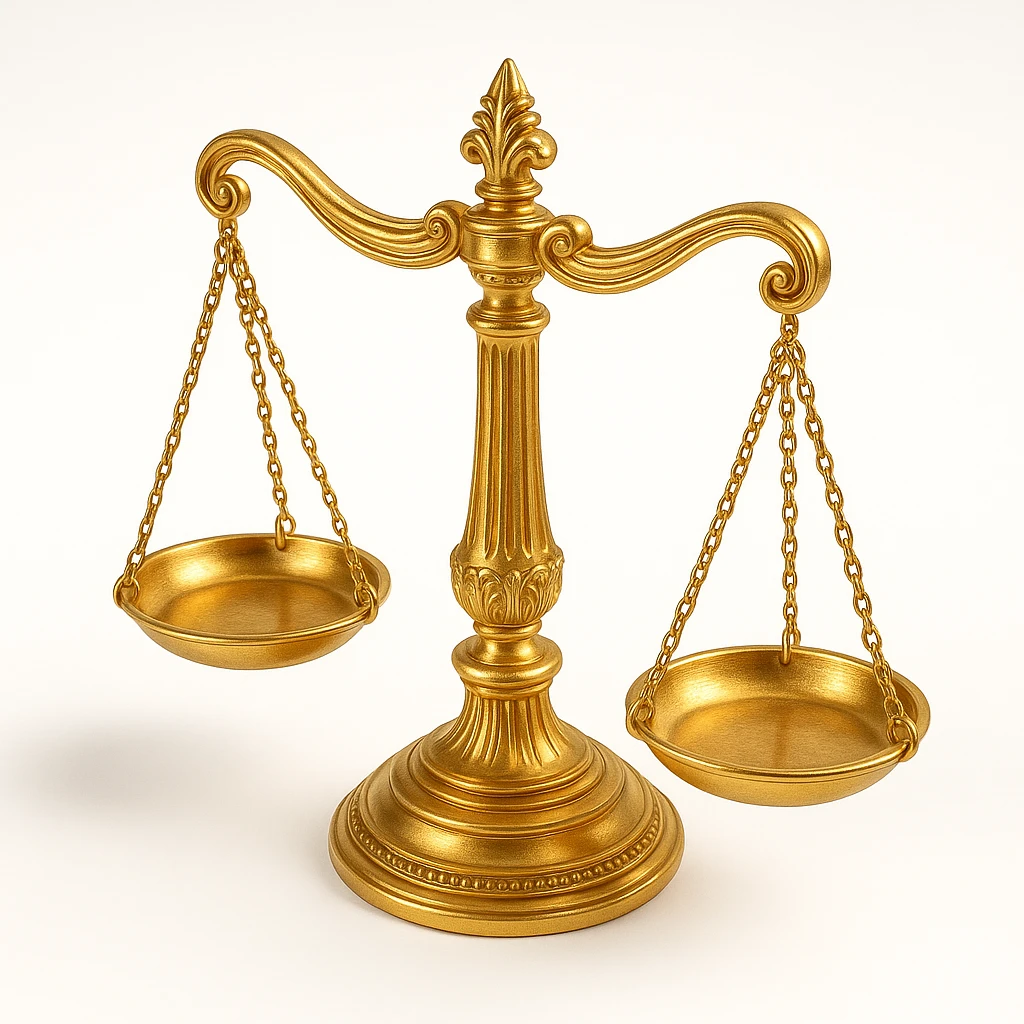 ornament shaped like a pair of scales, elegant and decorative, gold accents emoji