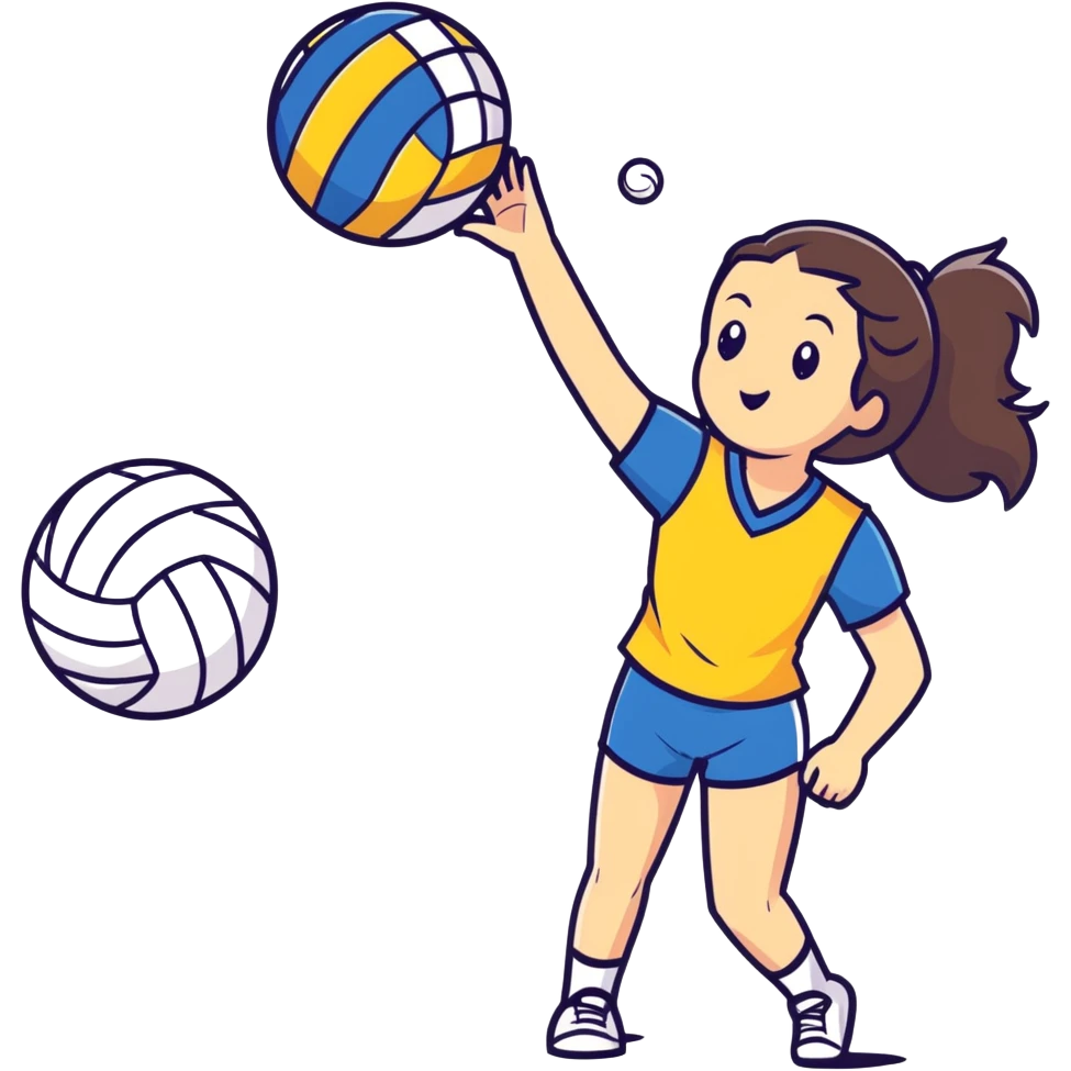 Girl with long brunette hair playing volleyball  emoji