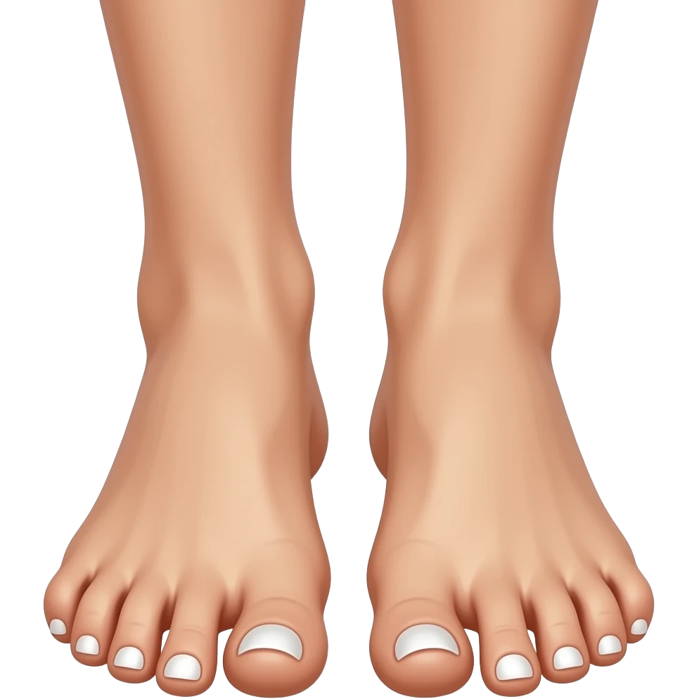 piedi ragazza bianca ultra realistici con smalto bianco emoji