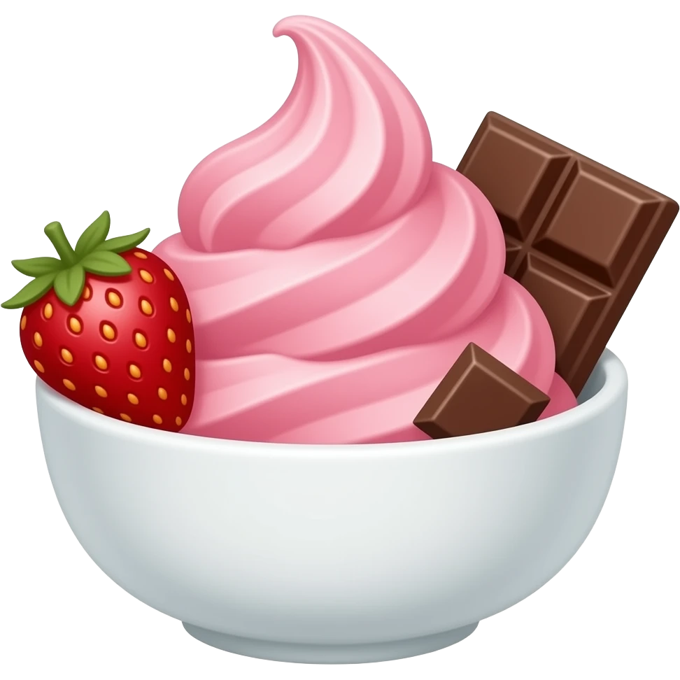 ice cream pink strwaberry aethtetic in a boal with dubai chocolate emoji