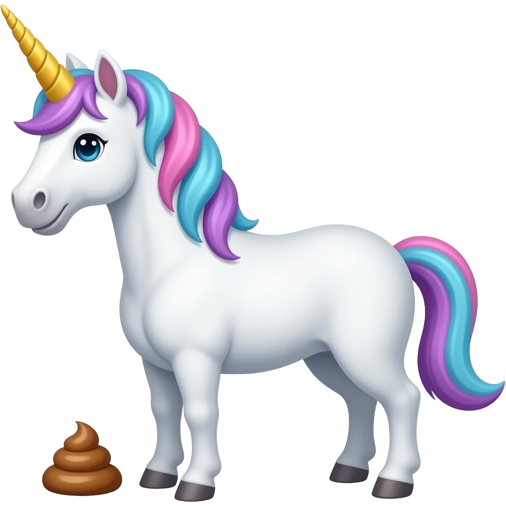 Un caca + une licorne +des mouche avec une tete de licorne emoji