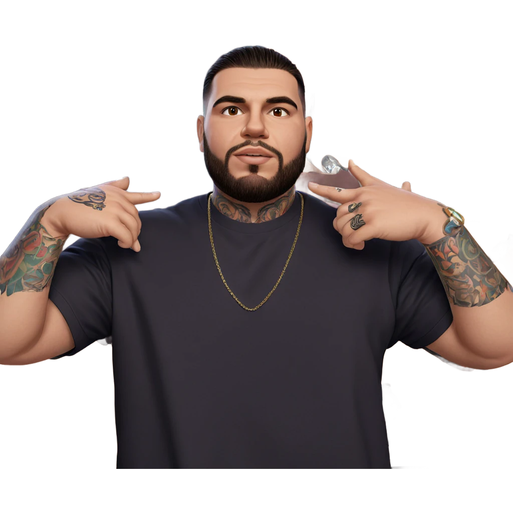 male portrait with tattoos emoji