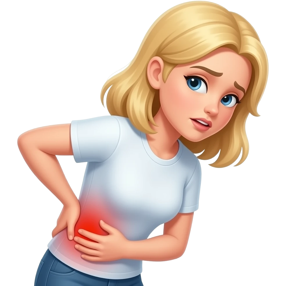 back pain blonde girl emoji