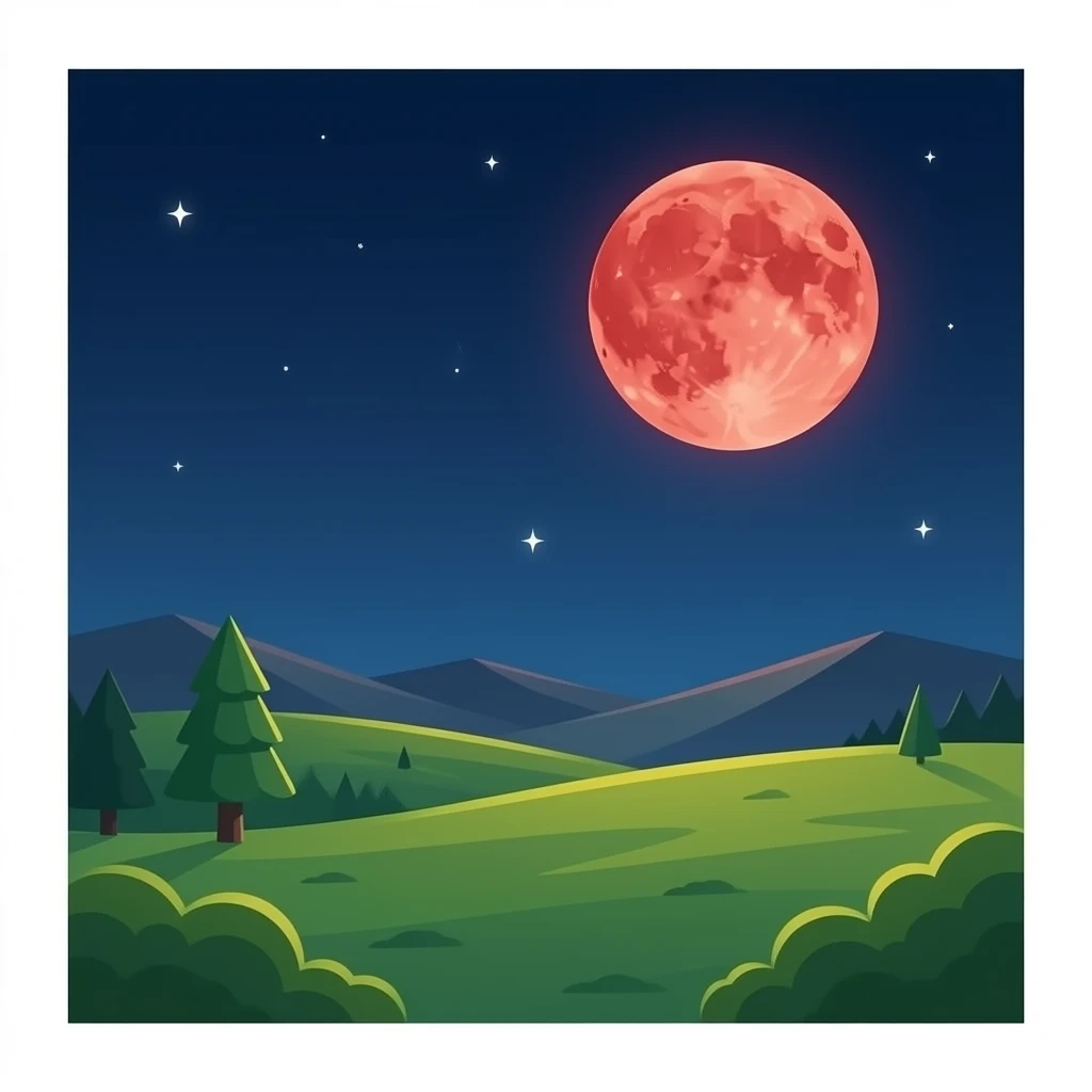 Red moon and golden spark emoji
