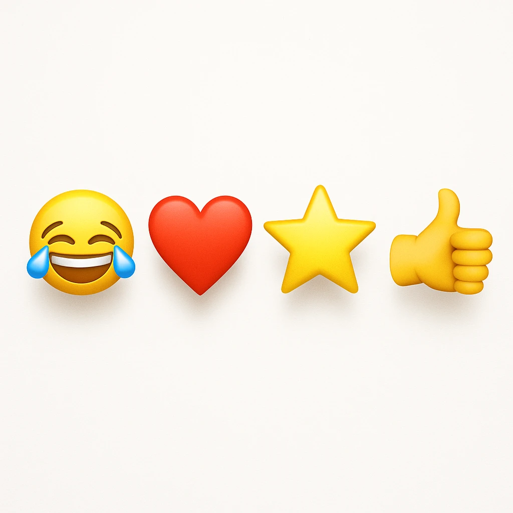 make four emojis on white background with good amount of shadow  emoji