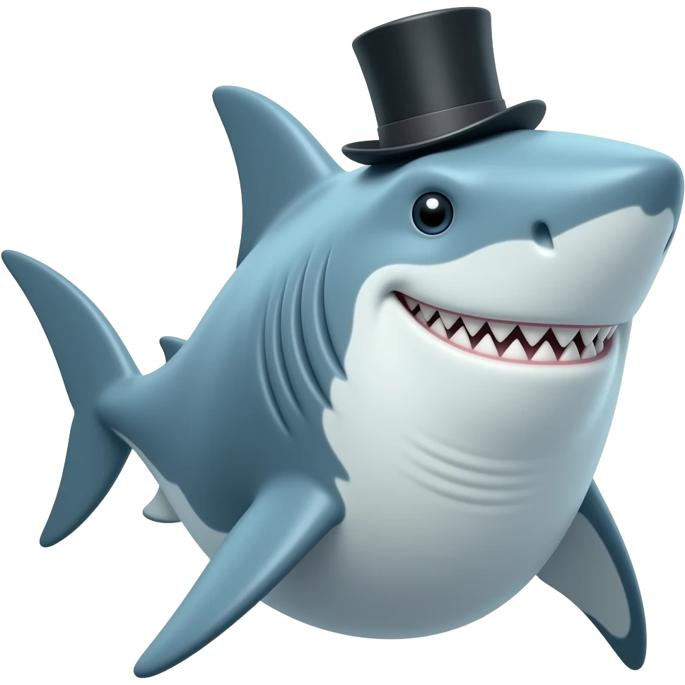 Shark with a top hat emoji
