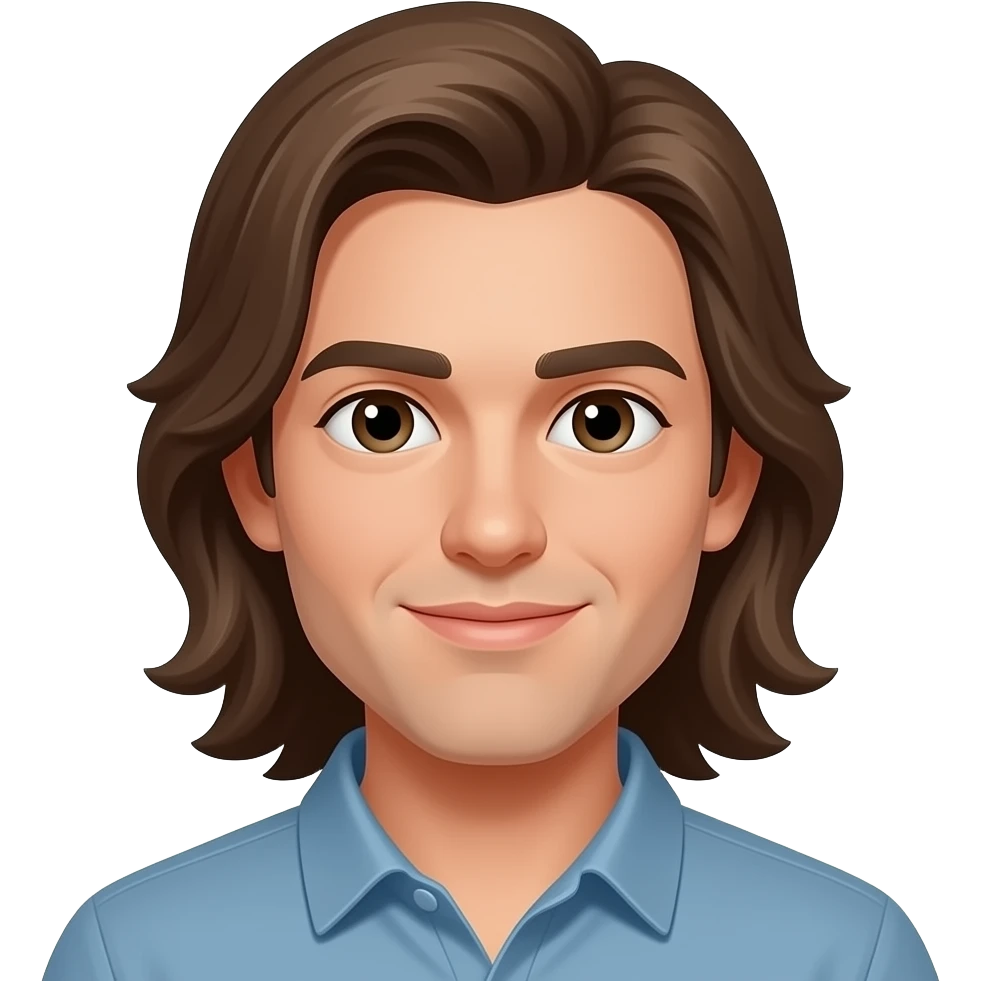 Brown hair longer white guy clean shaveed emoji