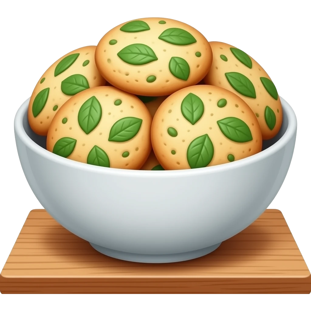 Bowl of Mint leaf cookies emoji