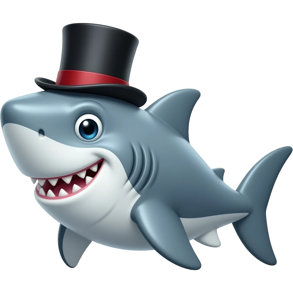 Shark with a top hat emoji