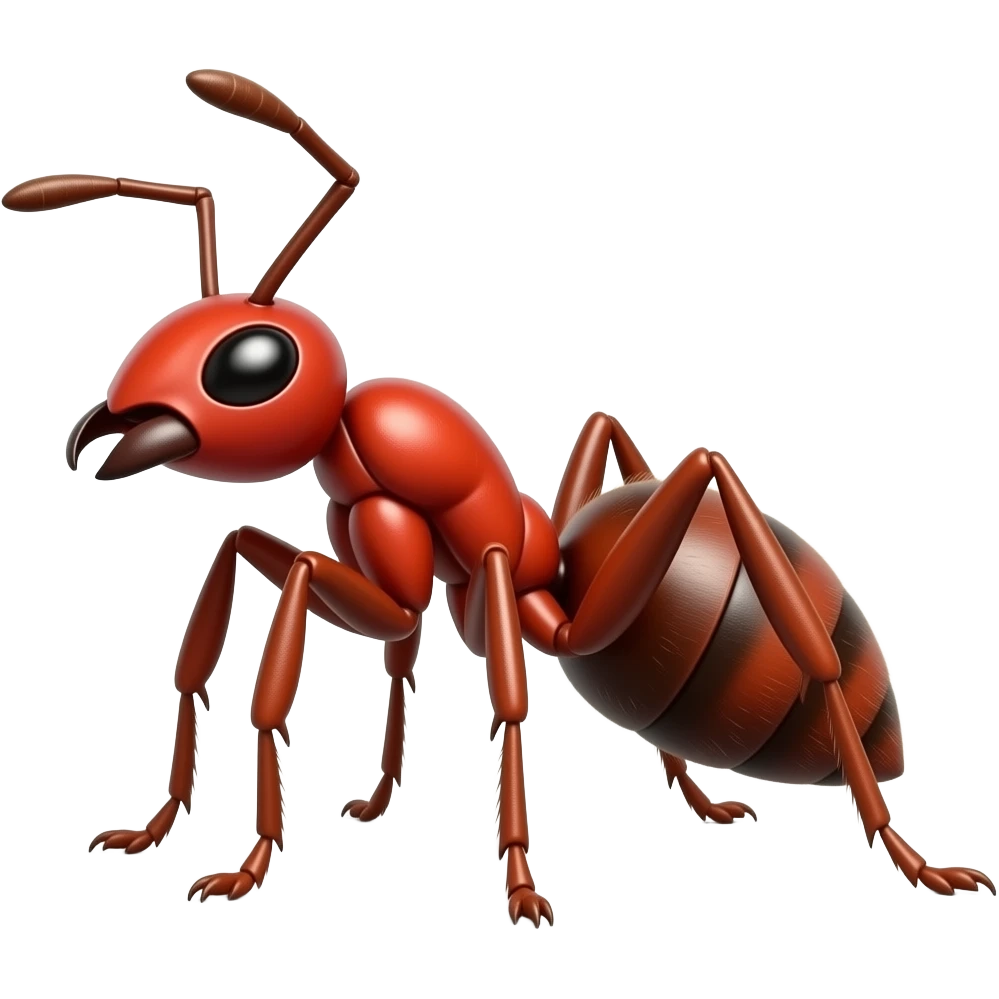 A red muscular ant , cartoon style emoji