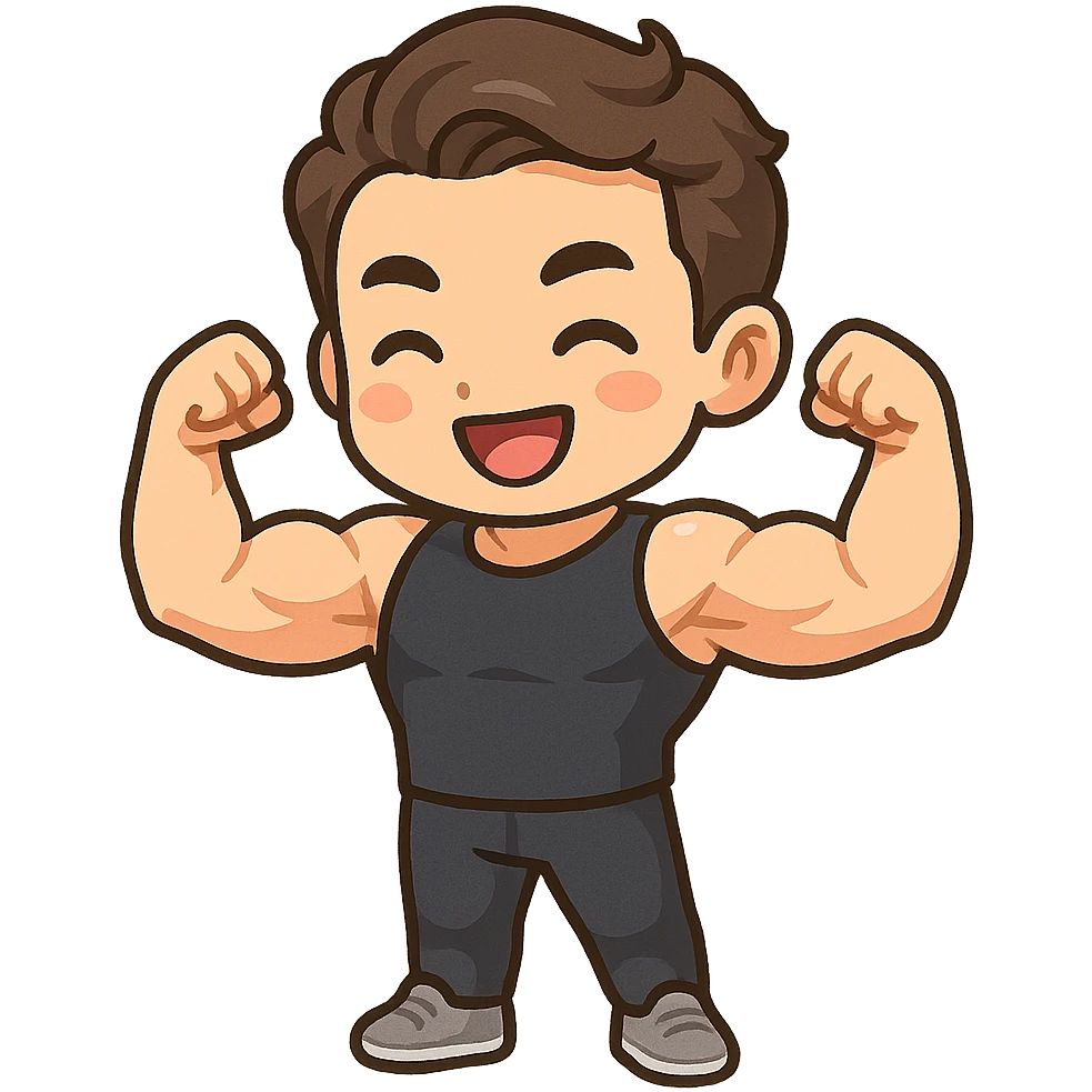 Fitness trainer shows the biceps at full length emoji