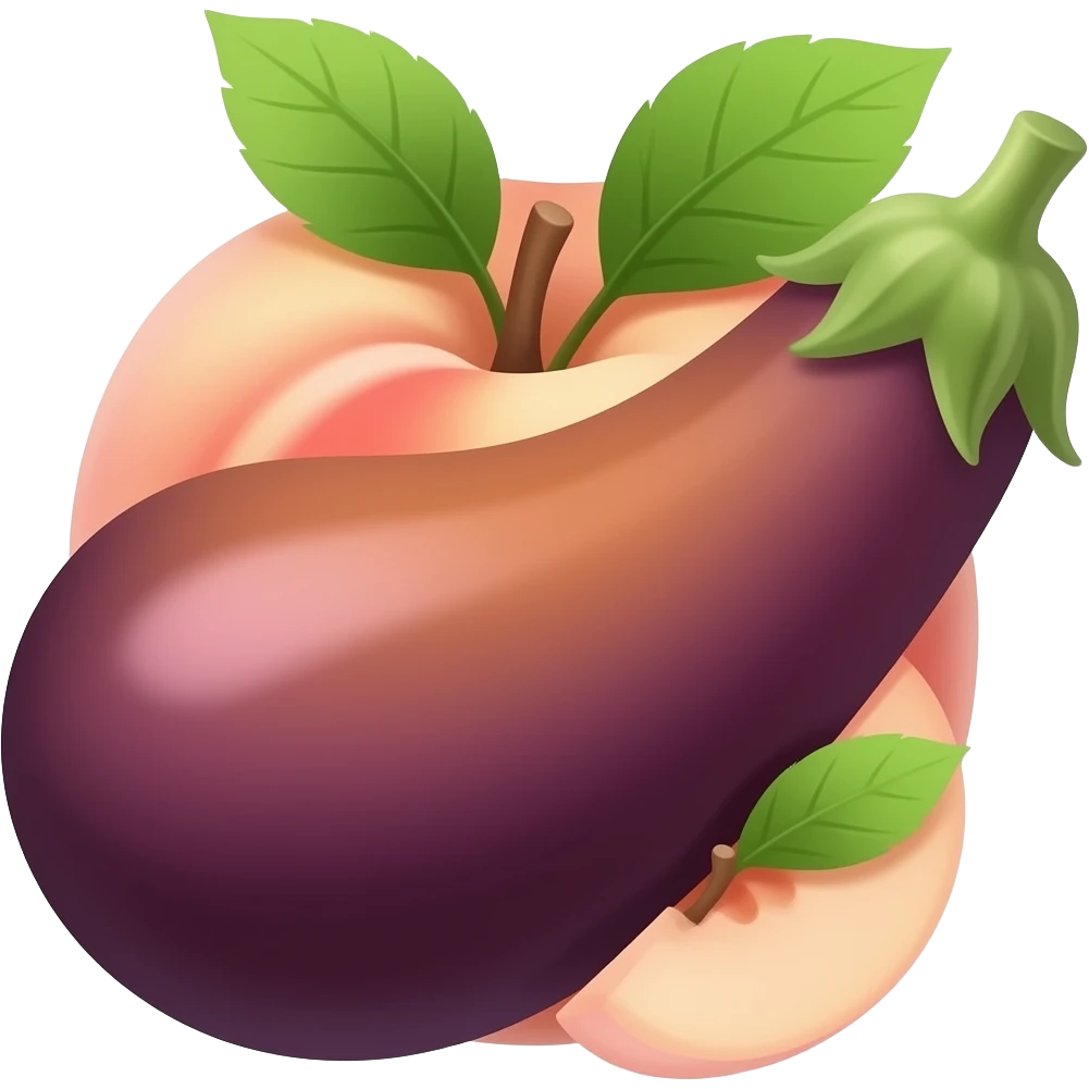 A peach with an eggplant emoji