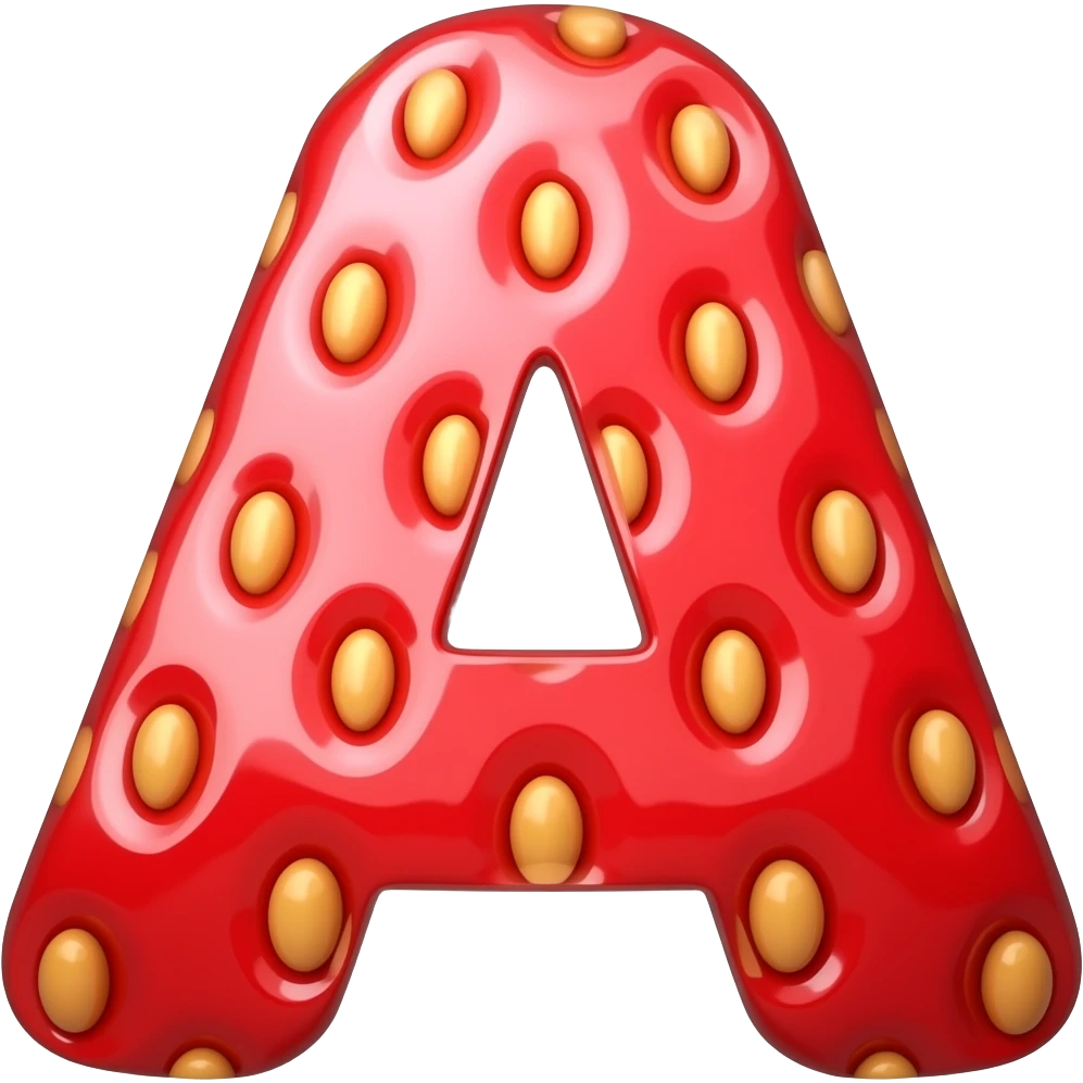 The letter A is a strawberry. emoji
